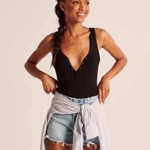 Abercrombie & Fitch Seamless Ribbed Henley Bodysuit